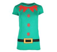 Fashion Star Womens Pudding Funny Boobs Novelty Xmas Tshirt Elf Costume Green S/M (UK 8/10)