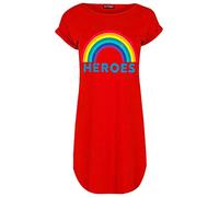 Fashion Star Womens Rainbow Heroes Curved Hem Tee T-Shirt Rainbow Heroes Red M/L (UK 12/14)