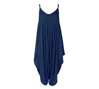 Fashion Star Womens Strappy Lagenlook Baggy Harem Jumpsuit Blue Plus Size (UK 16/18)