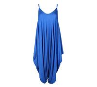 Fashion Star Womens Strappy Lagenlook Baggy Harem Jumpsuit Blue Plus Size (UK 20/22)