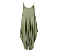 Fashion Star Womens Strappy Lagenlook Baggy Harem Jumpsuit Green Plus Size (UK 16/18)