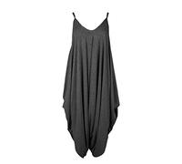 Fashion Star Womens Strappy Lagenlook Baggy Harem Jumpsuit Grey Plus Size (UK 16/18)