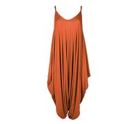 Fashion Star Womens Strappy Lagenlook Baggy Harem Jumpsuit Orange S/M (UK 8/10)