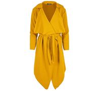 Fashion Star Womens Tie Knot Belted Cape Cardigan Waterfall 3/4 Sleeve Italian Blazer Ladies Trench Jacket (Plus Size (UK 16/18), Mustard)