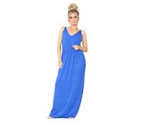 Fashion Star Womens Tie Knot Strap Wrap Ladies Plain Sleeveless Cross Over V Neck Maxi Dress Maxi Dress Royal Blue Plus Size (UK 20/22)