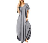 Fashion Star Womens V Neck Kaftan Side Split Maxi Dress Grey Plus Size (UK 24/26)