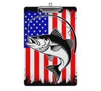 Fashion Stardard Letter A4 Size Clipboards with Low Profile Clip Desk Office Supply Bass Fish Fishing Lure American Flag
