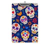 Fashion Stardard Letter A4 Size Clipboards with Low Profile Clip Desk Office Supply Day Dead Cool Mexican Sugar Skull