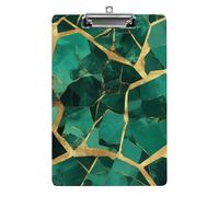 Fashion Stardard Letter A4 Size Clipboards with Low Profile Clip Desk Office Supply Emerald Green Marbled Gold Glitters Green Marble