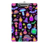 Fashion Stardard Letter A4 Size Clipboards with Low Profile Clip Desk Office Supply Halloween Goth Skull Bat Mushroom Witchy Witch