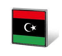 Fashion State Of Libya Flag Brooches And Pins Charm Chic Square/Circle/Heart-Shaped Friendship Flag Buttons Badges, Vintage Patriotic Jewellery Clothes Scarf Accessories Gift