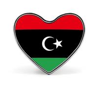 Fashion State Of Libya Flag Brooches And Pins Charm Chic Square/Circle/Heart-Shaped Friendship Flag Buttons Badges, Vintage Patriotic Jewellery Clothes Scarf Accessories Gift