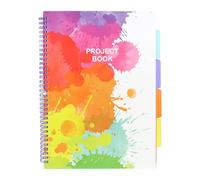 Fashion Stationery A4 Notebook Project Book Writing Pad Wirobound Spiral a4 Notebook with Dividers Stationery Set - 100gsm Lined Paper - 160 Pages (Multi)