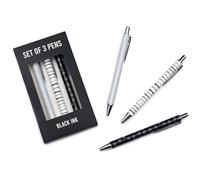 Fashion Stationery Ballpoint Pens Black Ink Pen Sets for Ladies Writing Pens for Women Student Office School Stationery Gifts for Her Pretty Pens Multipack Mixed Set of 3 (B&W)