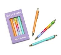 Fashion Stationery Ballpoint Pens Black Ink Pen Sets for Ladies Writing Pens for Women Student Office School Stationery Gifts for Her Pretty Pens Multipack Mixed Set of 3 (Multicolor)