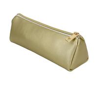 Fashion Stationery Pencil Case for Girls Women Thin Mini Slim Aesthetic Gold Plain Pencil Cases for Teenagers Girl at Secondary High School or a Small Cosmetic Make Up Case