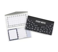 Fashion Stationery Sticky Notes Large and Small Sticky Note Sets 160 Removeable Adhesive Memo Sheets Self Stick Pads for The Office and School Supplies (B&W)