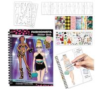 Fashion Sticker Book - Fashion Design Coloring Sticker Pad for Toddler - Educational Toys for Kids Home Waiting Room Car Ride Travel Airplane Classroom Playtime Birthday
