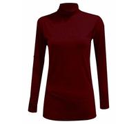 FASHION STOP Ladies Polo Roll Neck Long Sleeve Turtle Neck Plain Jumpers for Women Top Womens Ladies New Plain Turtle Polo Roll Neck Long Sleeve Stretch Jumper T-Shirt Tee Top 8-26 Wine
