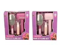 Fashion Studio Realistic Hair Styling Set for Kids, Pink Hair Dryer with Brush and Accessories, Ages 3+