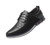 Fashion Style Mens Breathable Comfortable Business Lace Up Leisure Solid Color Leather Footwear for and Casual Wear (Black, 6)