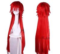 Fashion Styled Black Butler Grell Sutcliff Long Red Cosplay Wig + Red Glasses+ Wig Cap