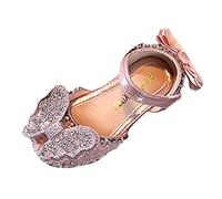 Fashion Summer Dance Shoes Princess Dress Performance Shoes Band Pearl Rhinestone Bow Flat Plain, pink, 8.5 UK