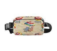 Fashion Summer Fanny Pack Zipper Waist Bag for Men Women Water Resistant with Adjustable Strap for Workout Running Hiking Cartoon Sun Loungers, Cartoon Summer Beach Loungers, Modern