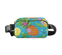 Fashion Summer Fruit Pineapple Lemon Blue Cute Fanny Waist Pack for Women Men Small Cross Body Bag Belt Pack with Adjustable Strap for Shopping Sports Work