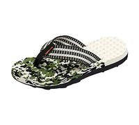 Fashion Summer Men Flip Flops Flat Bottom Thick Bottom Non Slip and Light Cover Comfortable Camouflage Pattern Beach Slippers for Indoor & Outdoor Holiday Summer Vocation (Green, 8)
