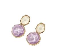 Fashion Summer Mint Green Oval Geometric Pendant Colorful Water Pattern Wave Earrings Women's Daily Jewelry Gifts-White purple