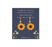 Fashion Sunflower Dangle Earrings for Women Handmade Resin Daisy Sunfower Earrings Jewelry Thanksgiving Day Gift, Metal Silver Resin, no gemstone