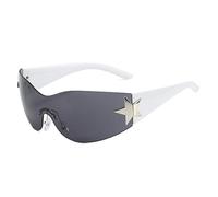 Fashion Sunglasses For Women Vintage One Piece Rimless Sun Glasses Men Cool Steampunk Hip Hop Eyewear Gray Silver(White Gray)