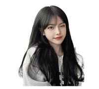 Fashion Synthetic Wig - Black Air Bangs Long Straight Hair, High Temp Silk Full Head Korean Style
