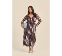 Fashion-Szn Curve Chocolate Polka Dot Wrap Over Tie Side Midaxi Dress In Brown Brown 26