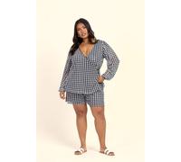 Fashion-Szn Curve Gingham Print Flippy Short In Black Black 22