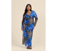 Fashion-Szn Curve Leopard And Floral Print Ruched Midaxi Dress In Brown Brown 16