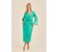 Fashion-Szn Curve Twist Front Plain Mesh Midaxi Dress In Green Green 14
