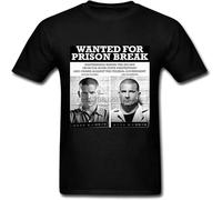 Fashion Tees Shirt Fitness Wanted for Prison Break Mens Couple Design A T Shirt Cotton Short Sleeve Big Size(X-Large)