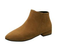 Fashion Thick Bottom Chunky Heel Women's Boots Breathable Fashion Round Head Chunky Heel Women's Shoes Taupe Boots for Women with Heel (Yellow, 4.5)