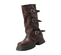 Fashion Thick Bottom Chunky Heel Women's Boots Breathable Fashion Round Head Chunky Heel Women's Shoes Women's aterproof Boots (Coffee, 4.5)