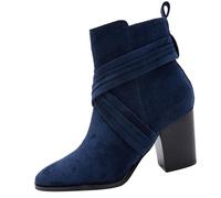 Fashion Thick Bottom Chunky Heel Women's Boots Breathable Fashion Round Head Chunky Heel Women's Shoes aterproof Ladies Boots (Blue, 5.5)