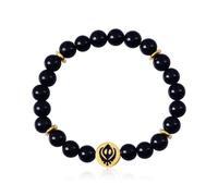 Fashion Thirsty Khanda United Sikh Faith Bracelet for Women Men Spiritual Religious Black Beads Bracelet