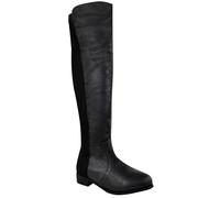 Fashion Thirsty LADIES WOMENS FLAT ELASTICATED WIDE LEG STRETCH OVER THE KNEE HIGH RIDING BOOTS SIZE (UK 8, Black Matt)