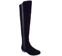 Fashion Thirsty LADIES WOMENS FLAT ELASTICATED WIDE LEG STRETCH OVER THE KNEE HIGH RIDING BOOTS SIZE (UK 7 / EU 40 / US 9, Black Suede)