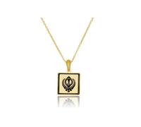 Fashion Thirsty Punjabi Sikh Khanda Square Pendant Black & Gold Necklace for Men Women