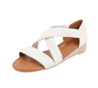 Where's That From Women's 'Hummingbird' Low Wedge Shoes With Cross Over Strap in White | Size: 5 Where's That From White 5