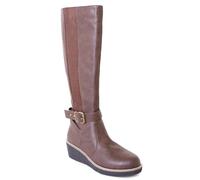 Fashion Thirsty Womens Knee High Wedge Heel Boots Winter Elastic Stretchy Walking Riding Wide Wider Calf Boot Shoes