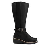 Fashion Thirsty Womens Knee High Wedge Heel Boots Winter Elastic Stretchy Walking Riding Wide Wider Calf Boot Shoes