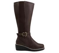 Fashion Thirsty Womens Knee High Wedge Heel Boots Winter Elastic Stretchy Walking Riding Wide Wider Calf Boot Shoes